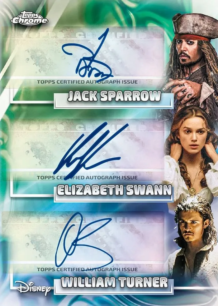Pirates of the Caribbean triple autograph: Jack Sparrow, Elizabeth Swann, and William Turner