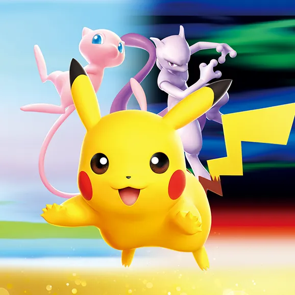 Pokémon TCG 30th Celebration artwork of Pikachu with Mew and Mewtwo