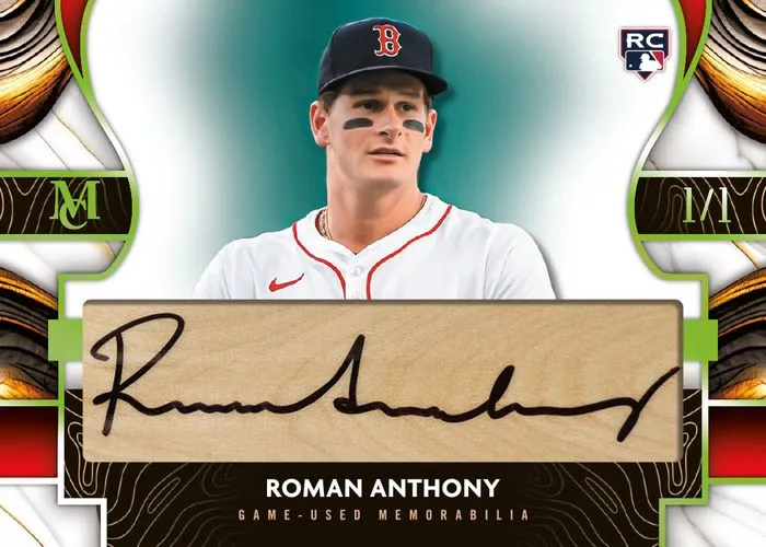 Roman Anthony Jumbo Bat Nameplate Relic rookie card
