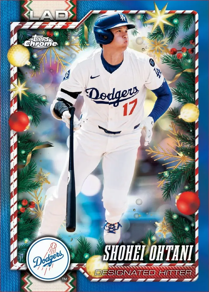 Shohei Ohtani Chrome blue refractor holiday card
