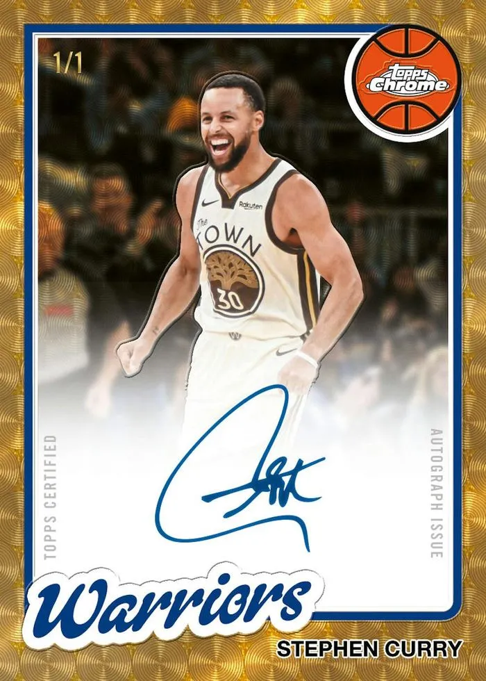 Stephen Curry Topps Chrome Autograph, gold parallel numbered 1/1