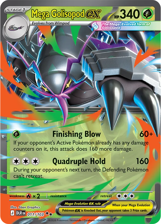 Mega Golisopod ex card, a Stage 1 Pokémon ex with 340 HP