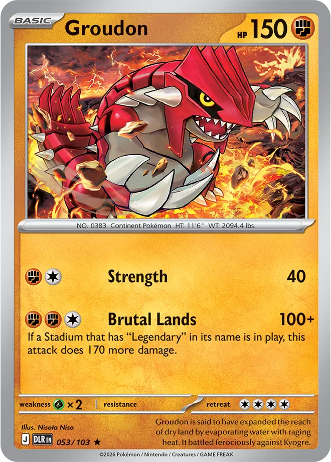 Groudon card with the Brutal Lands attack