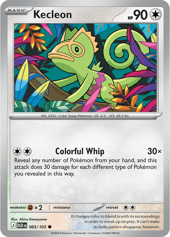 Kecleon card with the Colorful Whip attack