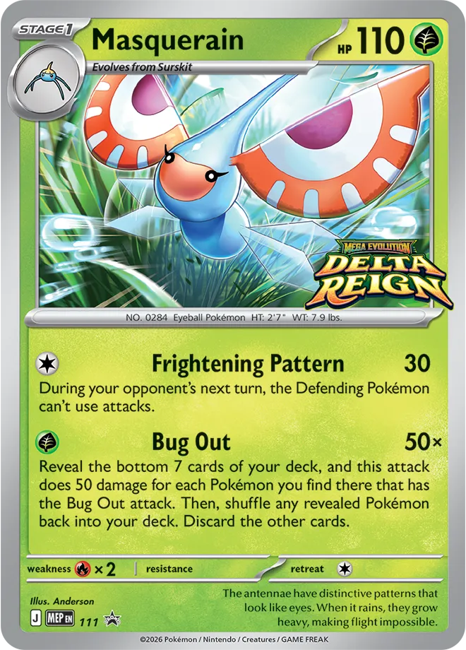 Masquerain Delta Reign prerelease promo card, MEP 111