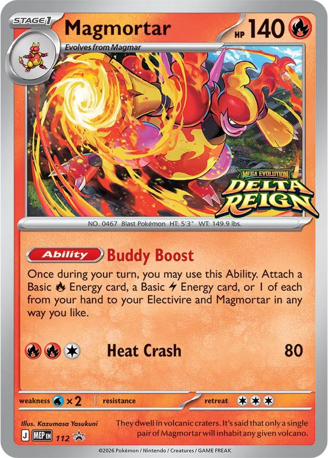 Magmortar Delta Reign prerelease promo card, MEP 112