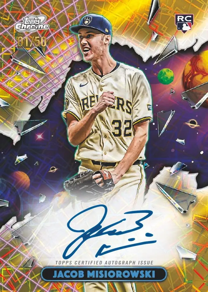 Jacob Misiorowski rookie autograph, gold Interstellar refractor