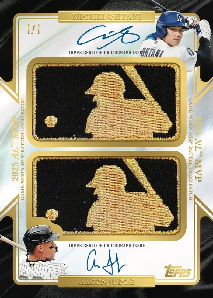 Shohei Ohtani and Aaron Judge Gold Logoman dual autograph 1/1