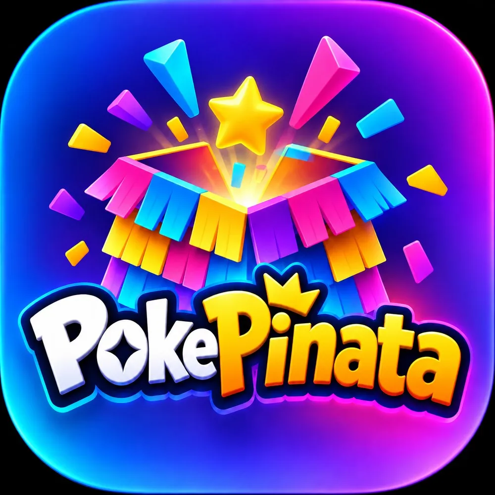 PokePinata app logo: a colorful piñata bursting open with a gold star